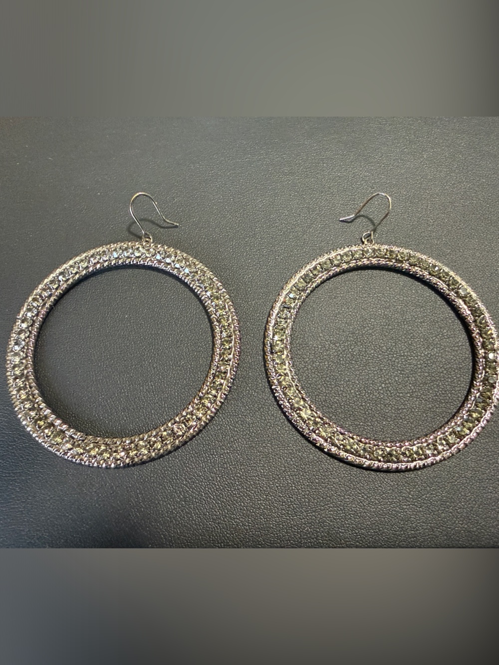 Silver-Tone Crystal Hoop Earrings - Elegant Women Jewelry